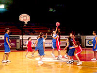 team playing Mini-Basketball
