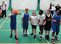 Mini-Basketball kids in sports hall
