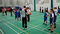 Mini-Basketball teacher in sports hall